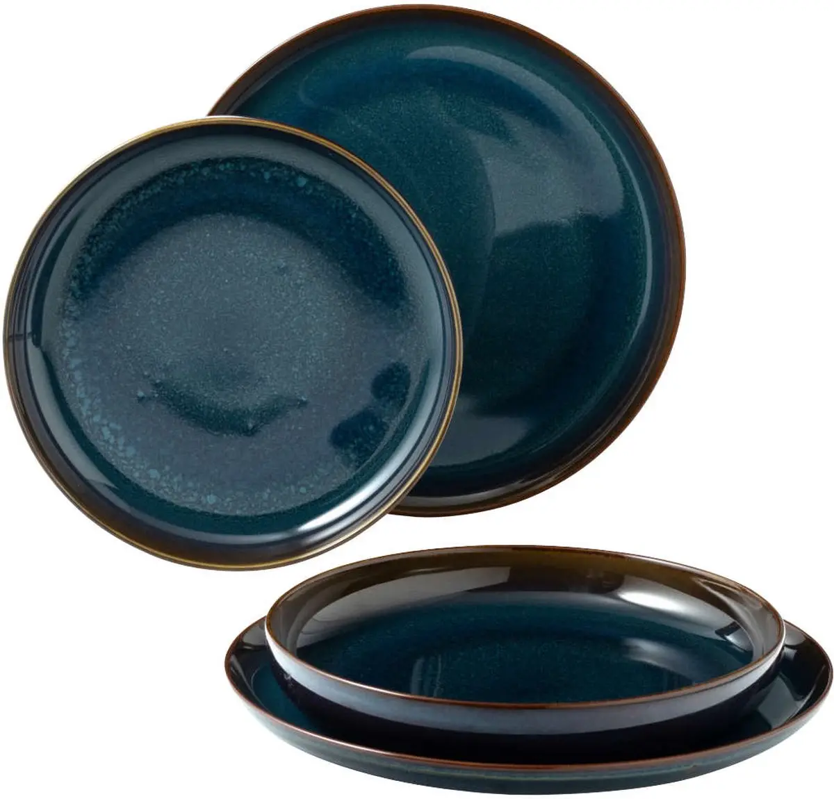 Villeroy & Boch Bordenset Crafted - Denim Blauw - 4-Delig / 2 Personen - 2 Diepe Borden & 2 Ontbijtborden 1