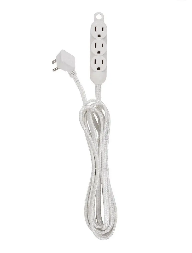 Globe Electric 12' 3 Outlet Extension Cord White 1