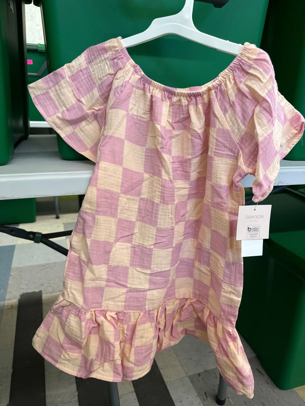Kids Pink/Purple Checkered Dress-5T 1