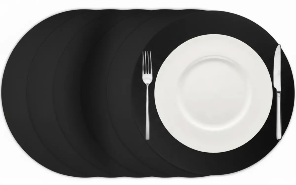 Cookinglife Placemats - Vegan Leer - Zwart - Ø 38 Cm - 6 Stuks 1