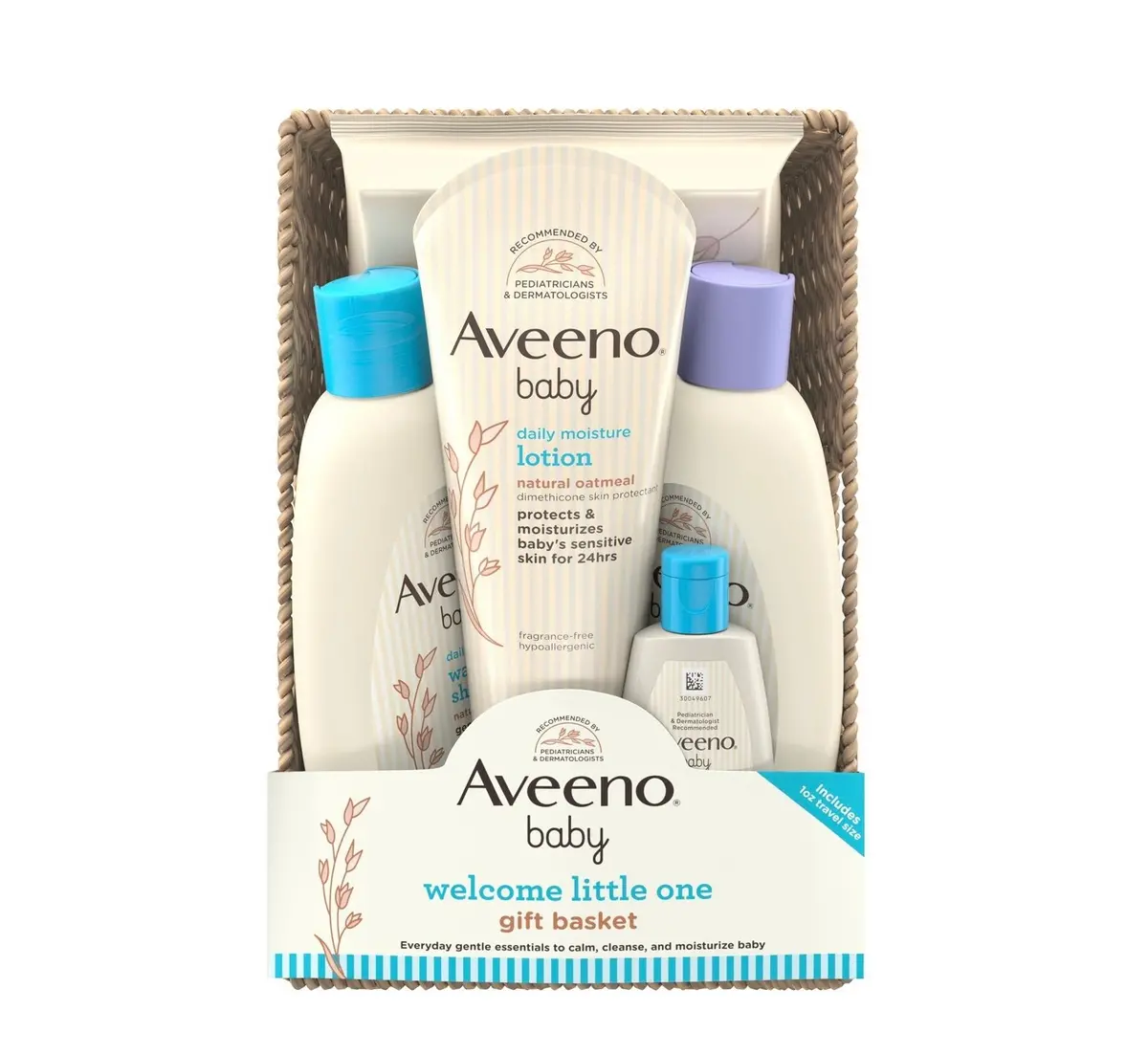 Aveeno Baby Welcome Little One Essentials Skincare Gift Set Includes Wash, Lotion & Wipes - 5Ct 1