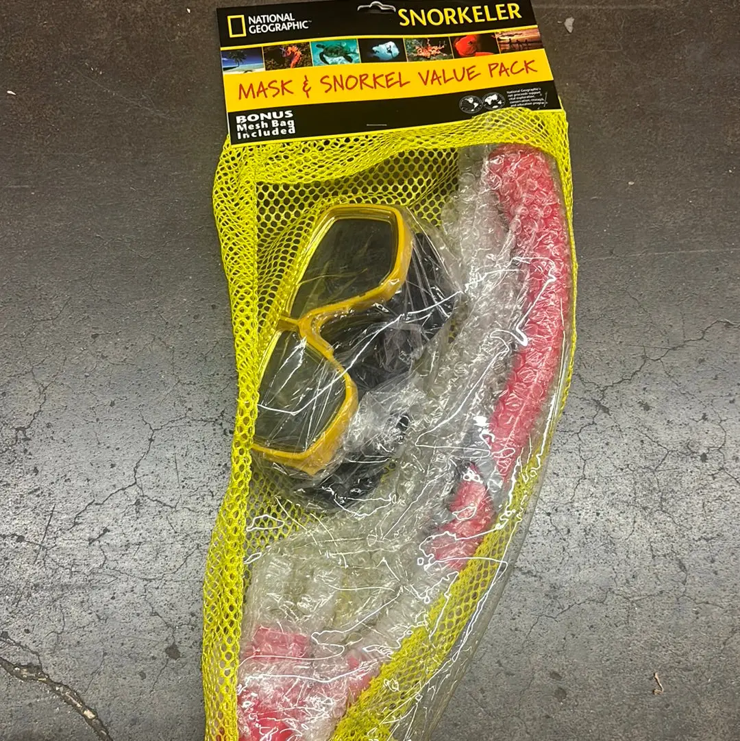 Case Pack - 6 National Geographic Mask And Snorkel Value Packs (Yellow/Red) - Clearance 1