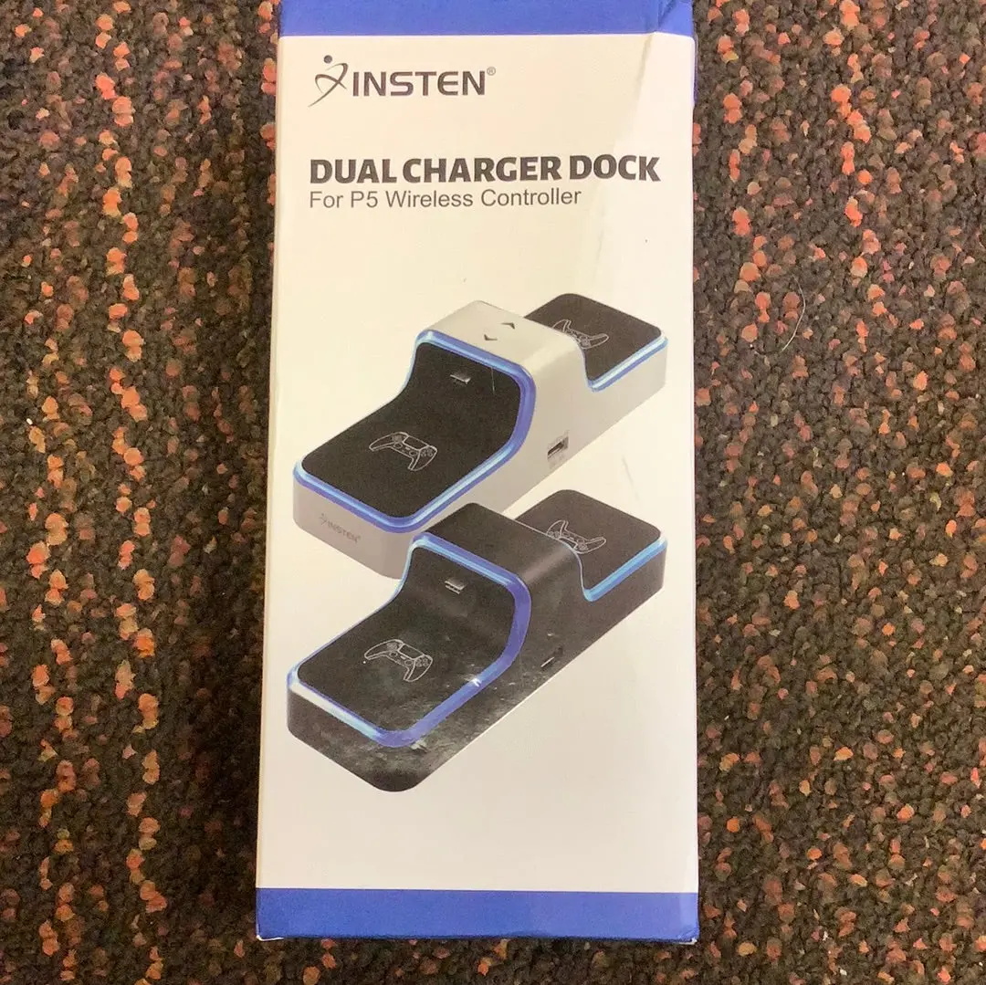 Insten Dual Charger Dock For Playstation 5 Wireless Controller Black 1