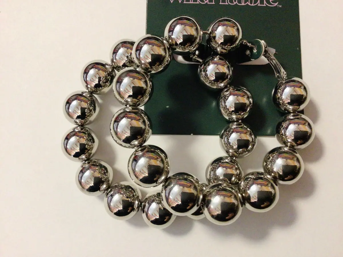 Hoop Silver Bead Earrings 1