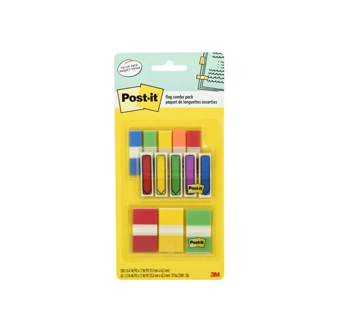 Post-It 260Ct Flags Combo Pack - Assorted Colors 1