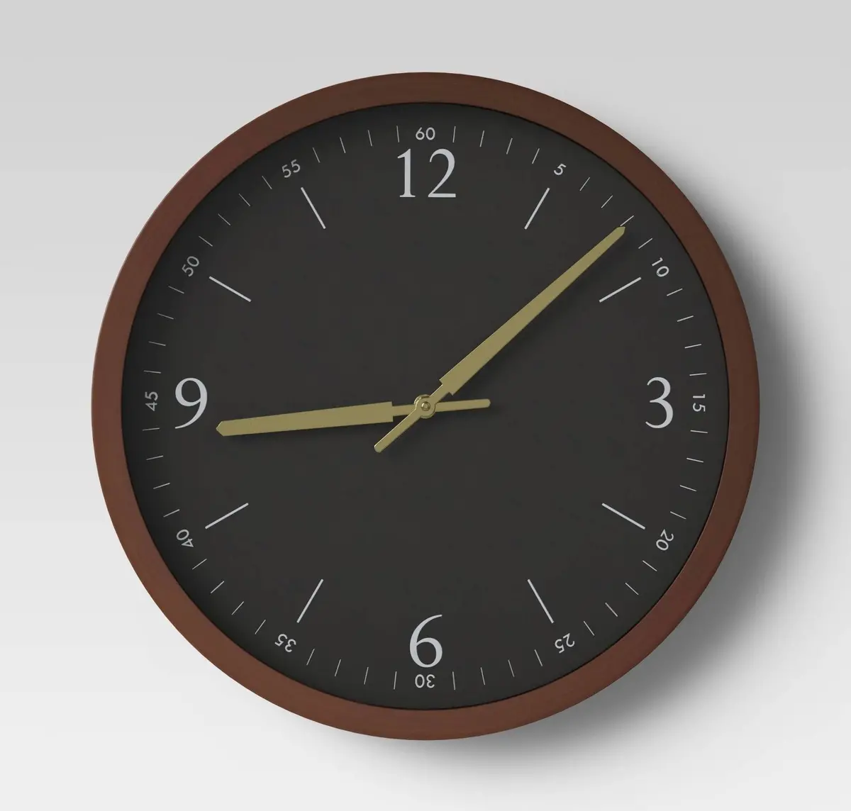 20" Walnut Woodgrain Wall Clock Black 1