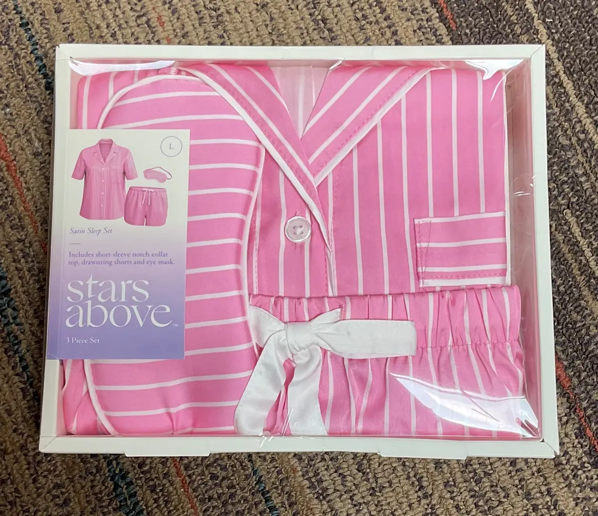 Satin Sleep Set - Size Large - Pink&White Stripes 1