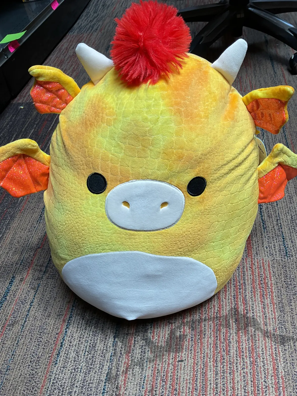 Clearance - Squishmallows 16" Dieric Yellow Textured Dragon With Red Hair Large Plush 1