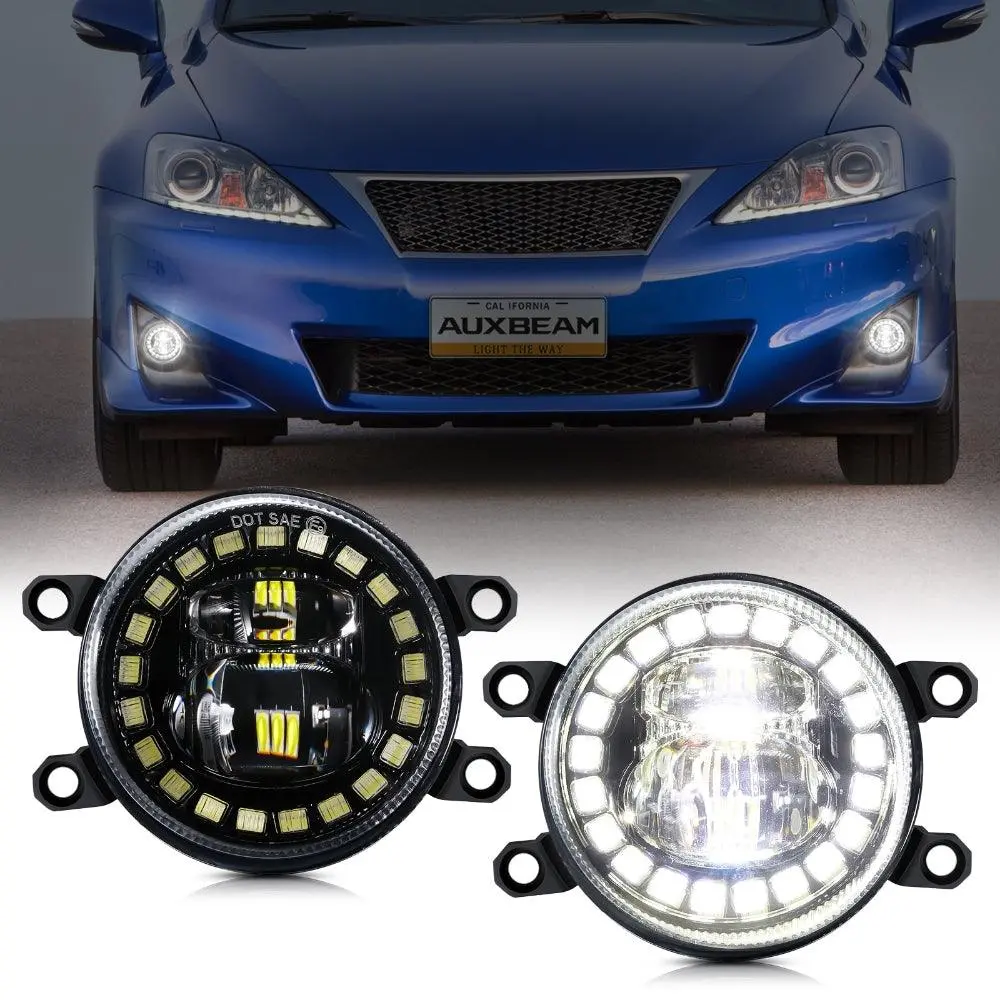 Led Fog Lights With Halo Drl Universal Fit For Toyota Camry Corolla Rav4 Yaris Prius Highlander Venza Avalon Matrix Solara, Led Fog Lamps For Lexus Gs Is Lx Rx Es Ct 1