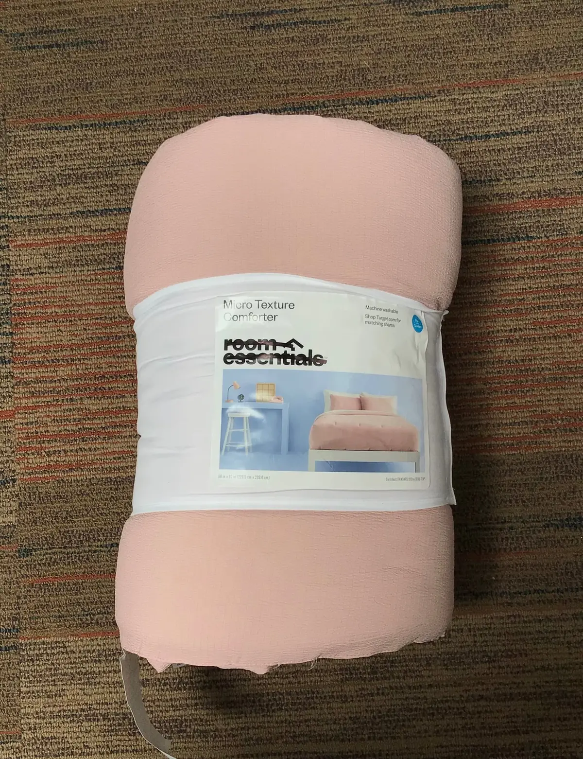 Full/ Queen Micro Textured Comforter - Light Pink 1