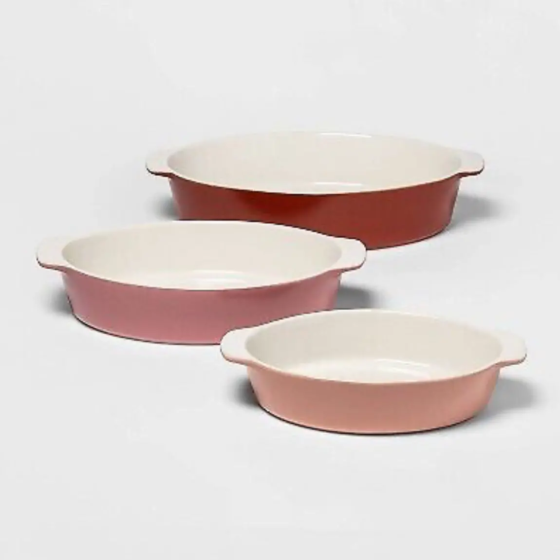 Stoneware Oval Bakeware Set Pink 1