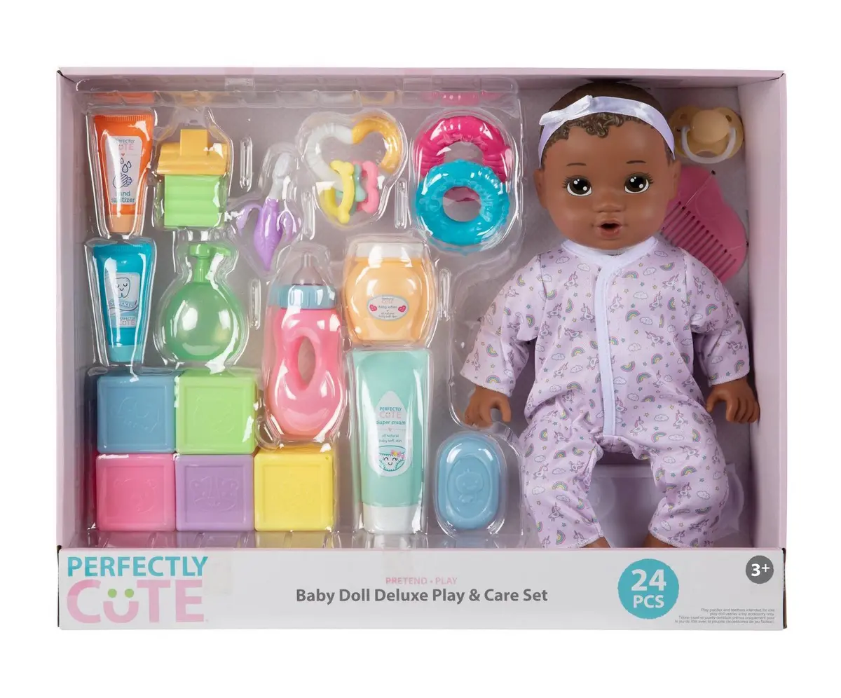 Perfectly Cute 24Pc Baby Doll Deluxe Play And Care Set- Dark Brown Hair 1