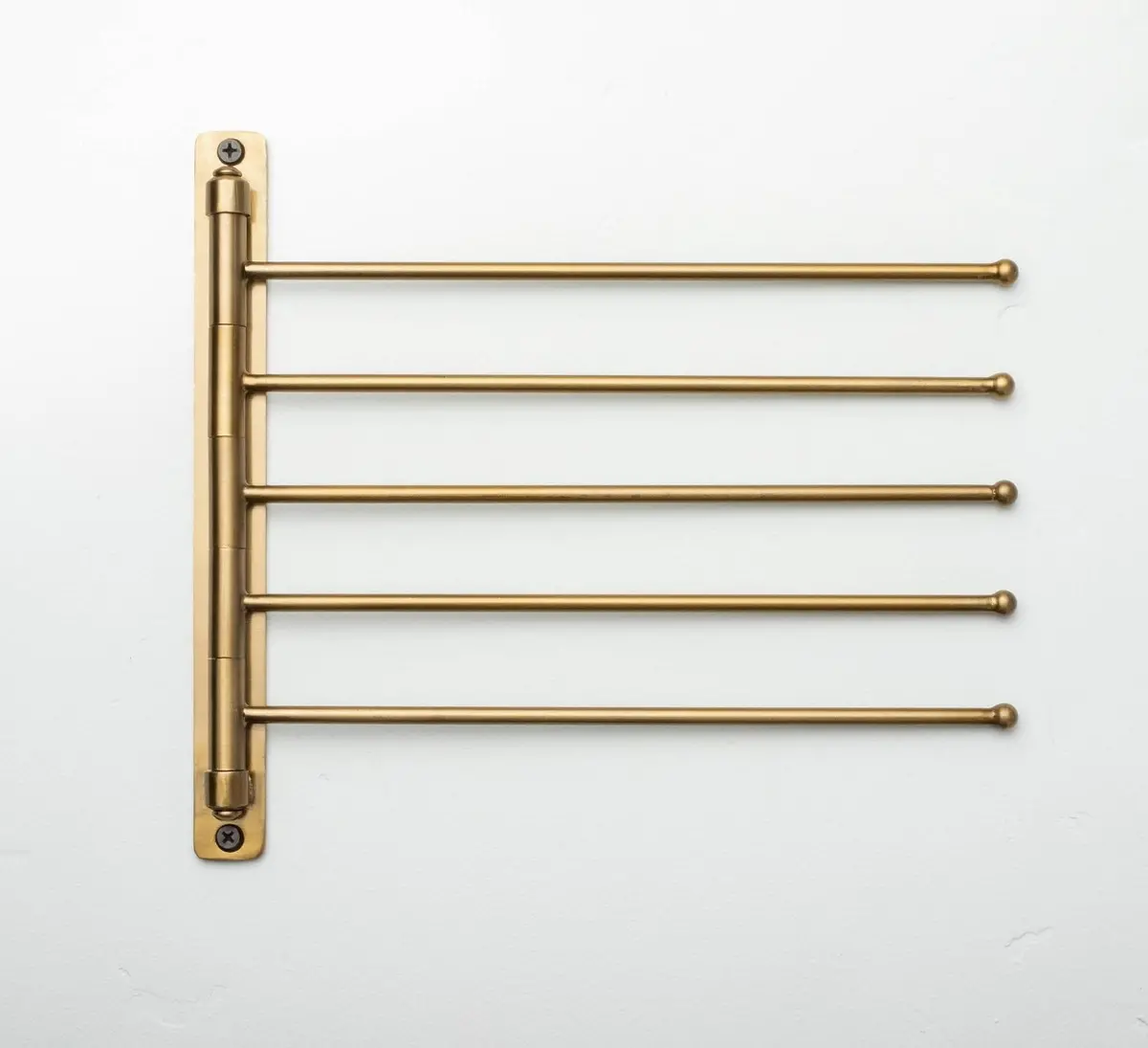 Brushed Metal Swivel Coat Rack Brass Finish 1