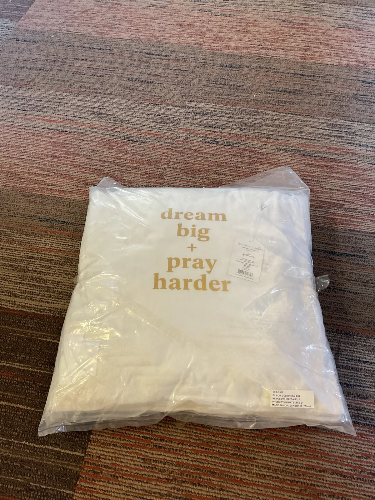 National Brand Christmas “Dream Big + Pray Harder “ White Pillow 1