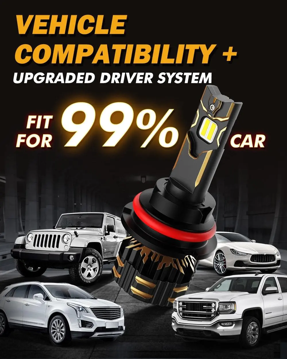 For 2000 Ford Mustang (Base/Gt/Svt Cobra R) 9007 Led Headlight Bulbs 5
