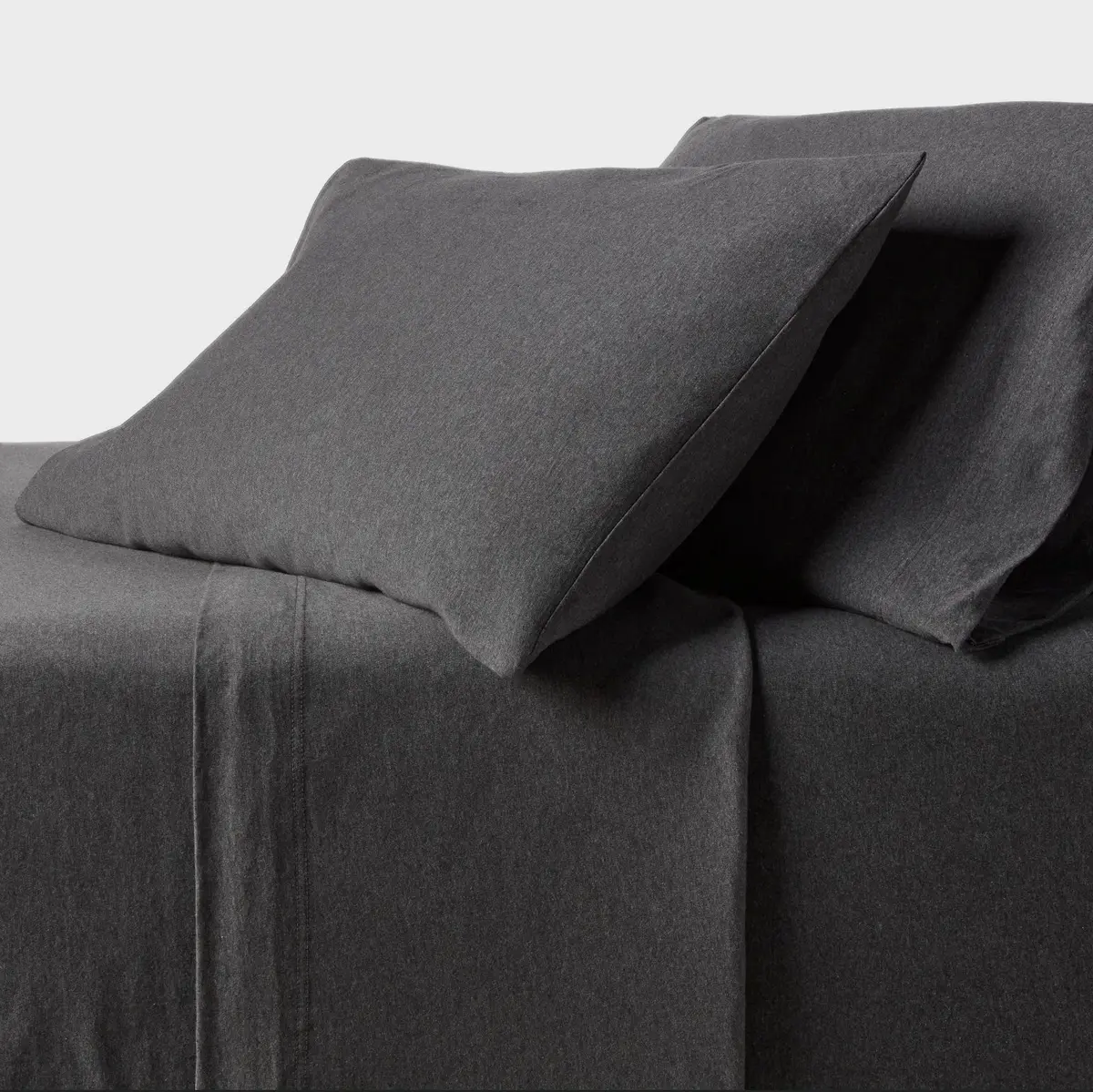 Queen Cotton Jersey Sheet Set Heather Charcoal 1