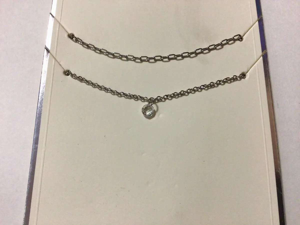 Necklace Diamond Pendant 2Pc - Silver 1