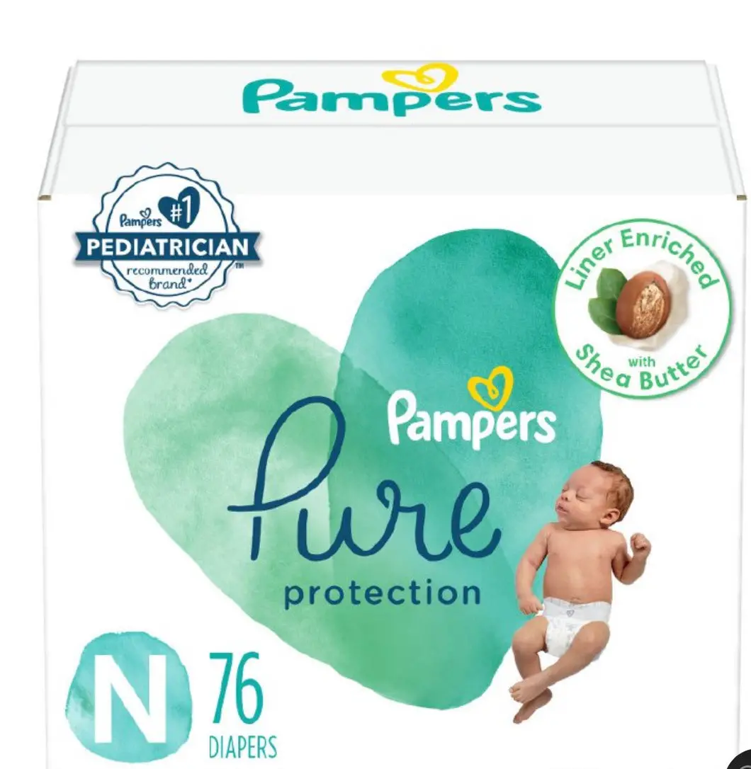 Pampers Pure Protection Diapers Super Pack - Size 0 - 76Ct 1