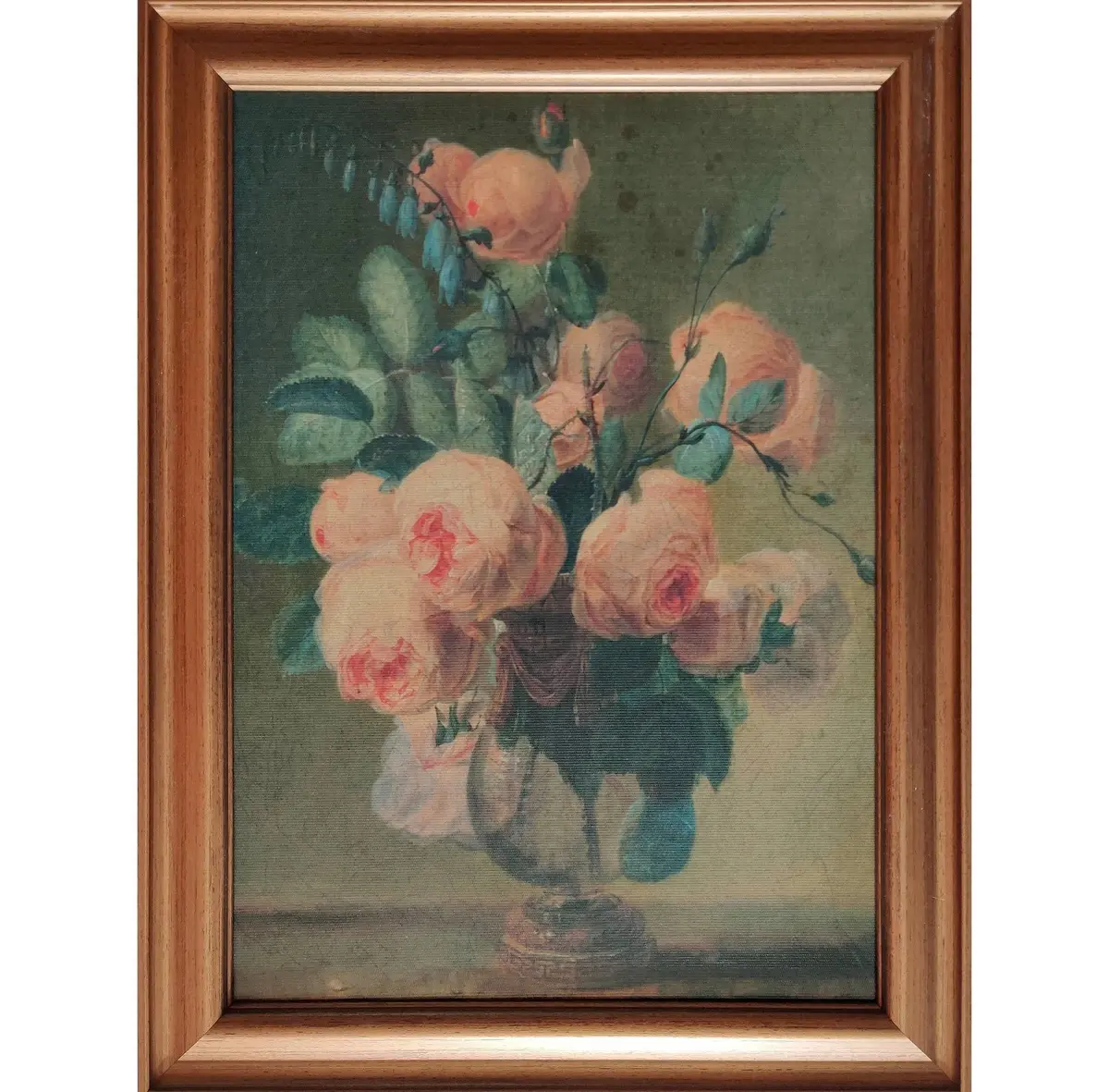 12”X16” Antique Floral Framed Canvas Board Olive Green 1