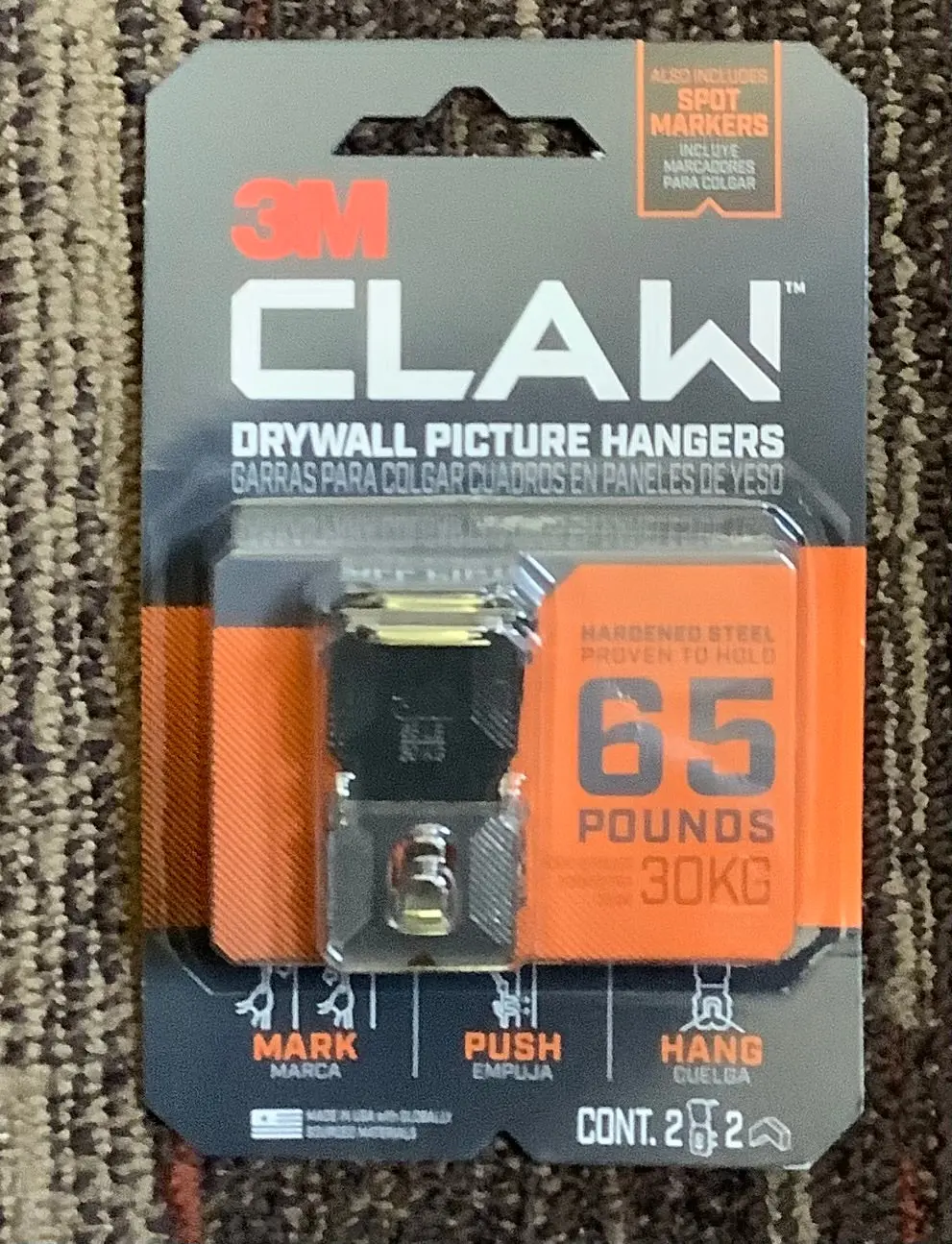 3М Claw 65Lbs Drywall Picture Hangers With Spot Markers 1