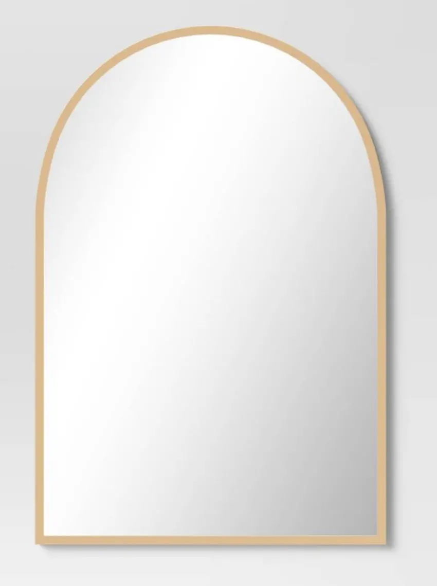 20" X 30" Arched Metal Wall Mirror Brass 1