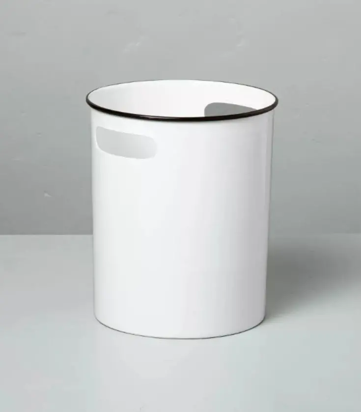 Metal Bath Wastebasket - White / Black 1