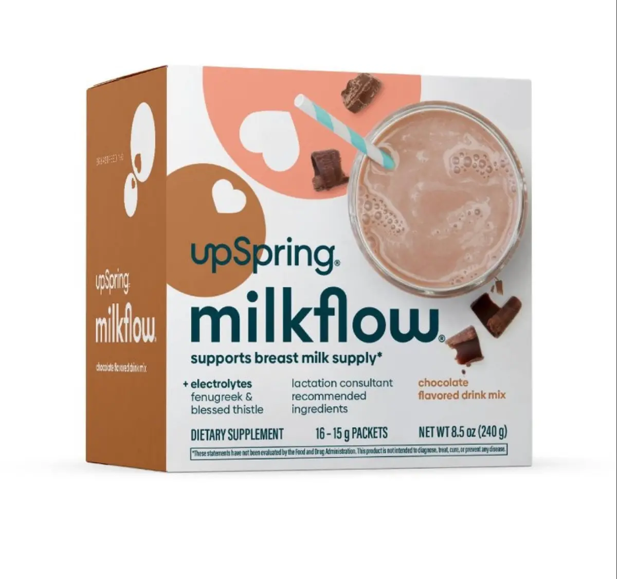 Upspring Milkflow Drink Mix Breastfeeding
Supplement With Electrolytes - 16Ct - Chocolate Flavor 1