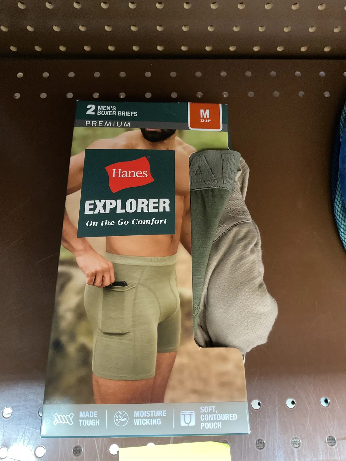 Hanes Premium Men's Explorer Boxer Briefs 2Pk - Black/ Green M 1
