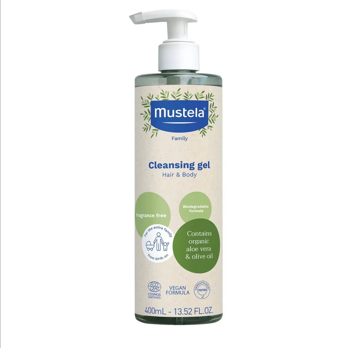 Mustela Organic Cleansing Gel With Olive Oil And Aloe - Fragrance Free - 13.5 Fl Oz 1