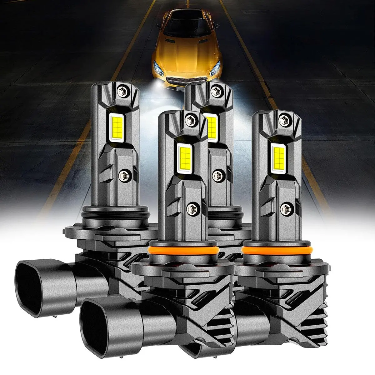 🆕9005+9006 Led Headlight Bulbs Q15 Series Fanless&Wireless 60W 18000Lm 6500K Cool White | 4 Bulbs 1