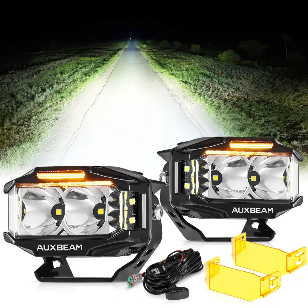 V-Max Series | 4 Inch 72W 6960Lm Spot Beam Side Shooter Led Rectangular Pod Lights With Amber Drl 1