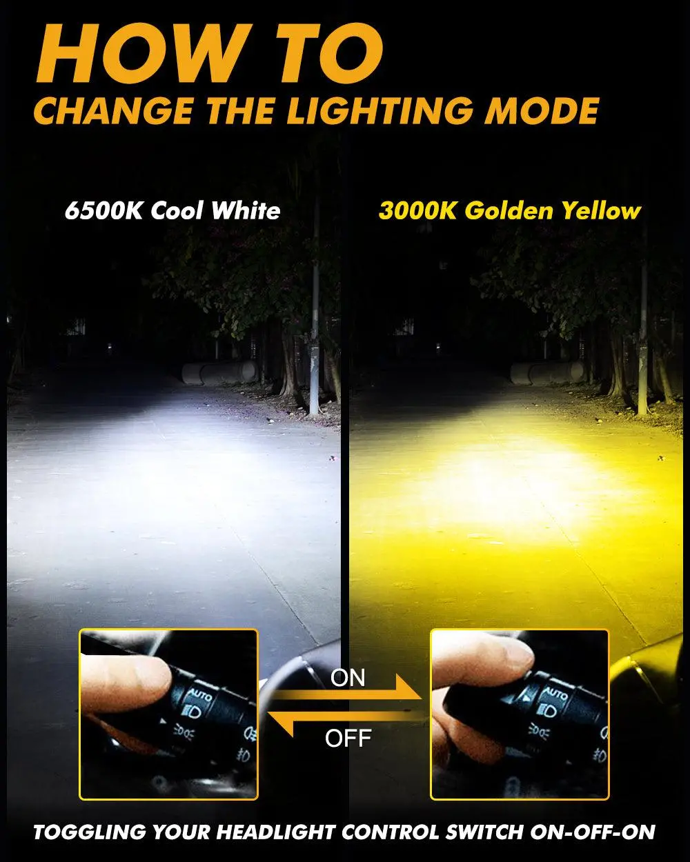 H4 Led Headlight Bulbs 110W 25000Lm Gx Bi-Color Series High Power & Brightness Dual Color Switchback | 2 Bulbs 4