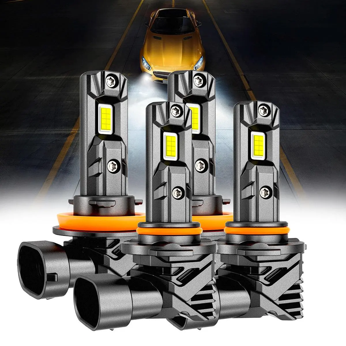 🆕9005+H11 Led Headlight Bulbs/Fog Lights Q15 Series Fanless&Wireless 60W 18000Lm 6500K Cool White | 4 Bulbs 1