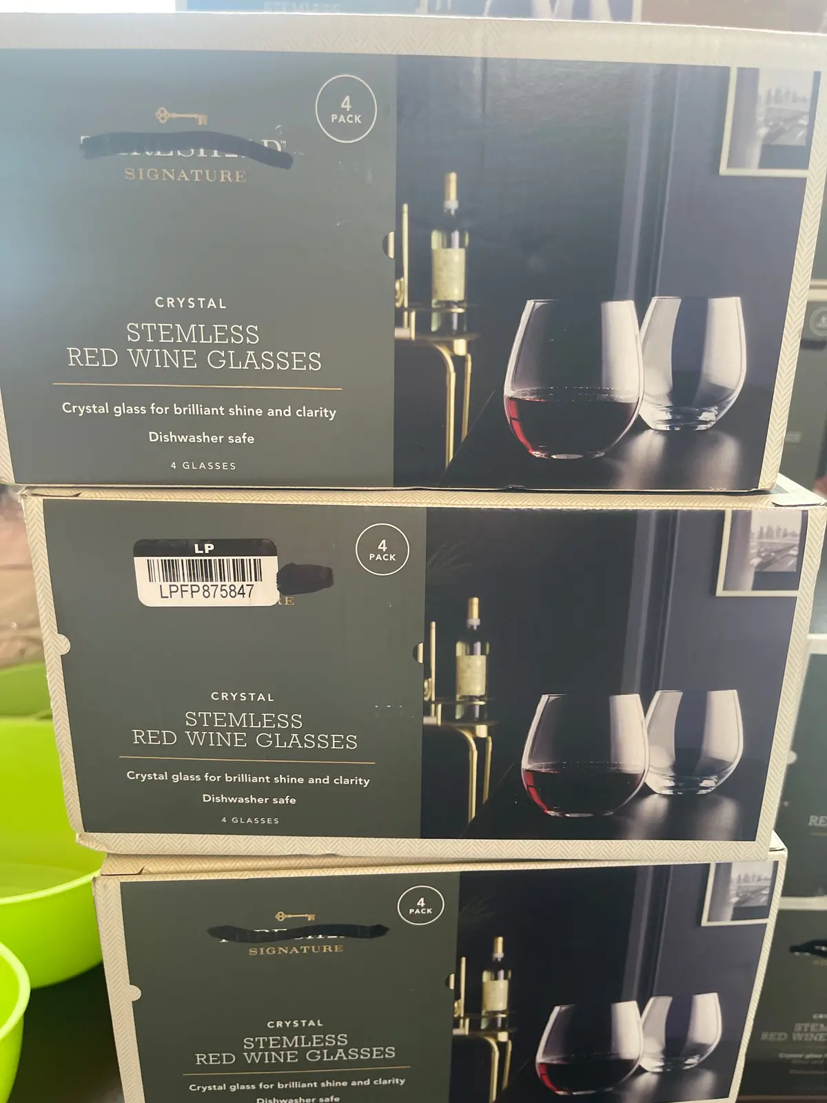 4Pk Geneva Crystal 19.2Oz Stemless Wine
Glasses Red 1