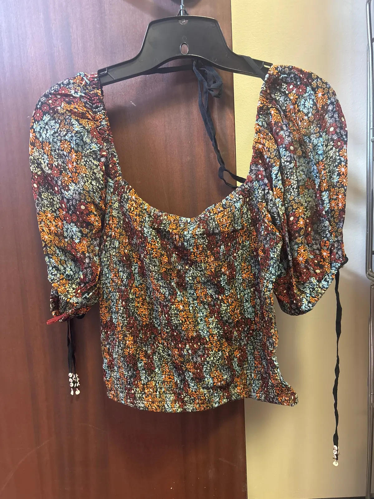Ladies Free People Dark Floral Crop Top 1