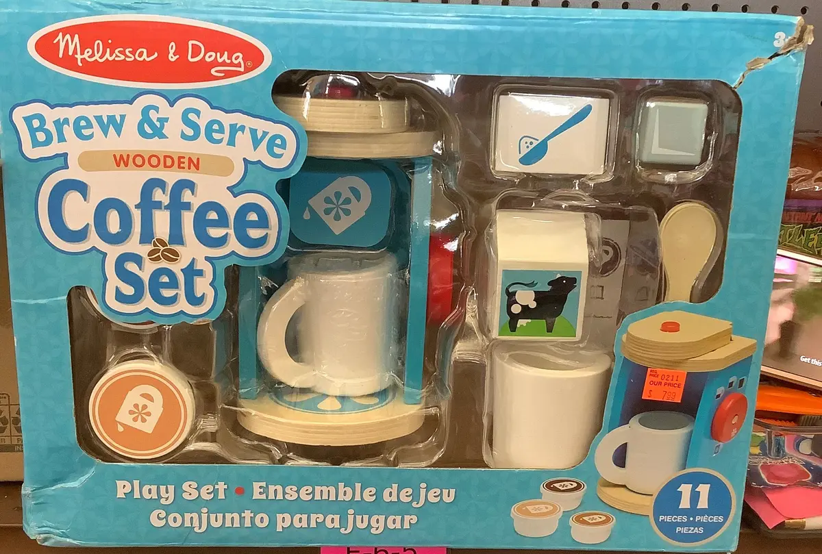 Melissa & Doug 11-Piece Brew And Serve Wooden Coffee
Maker Set - Play Kitchen Accessories 1