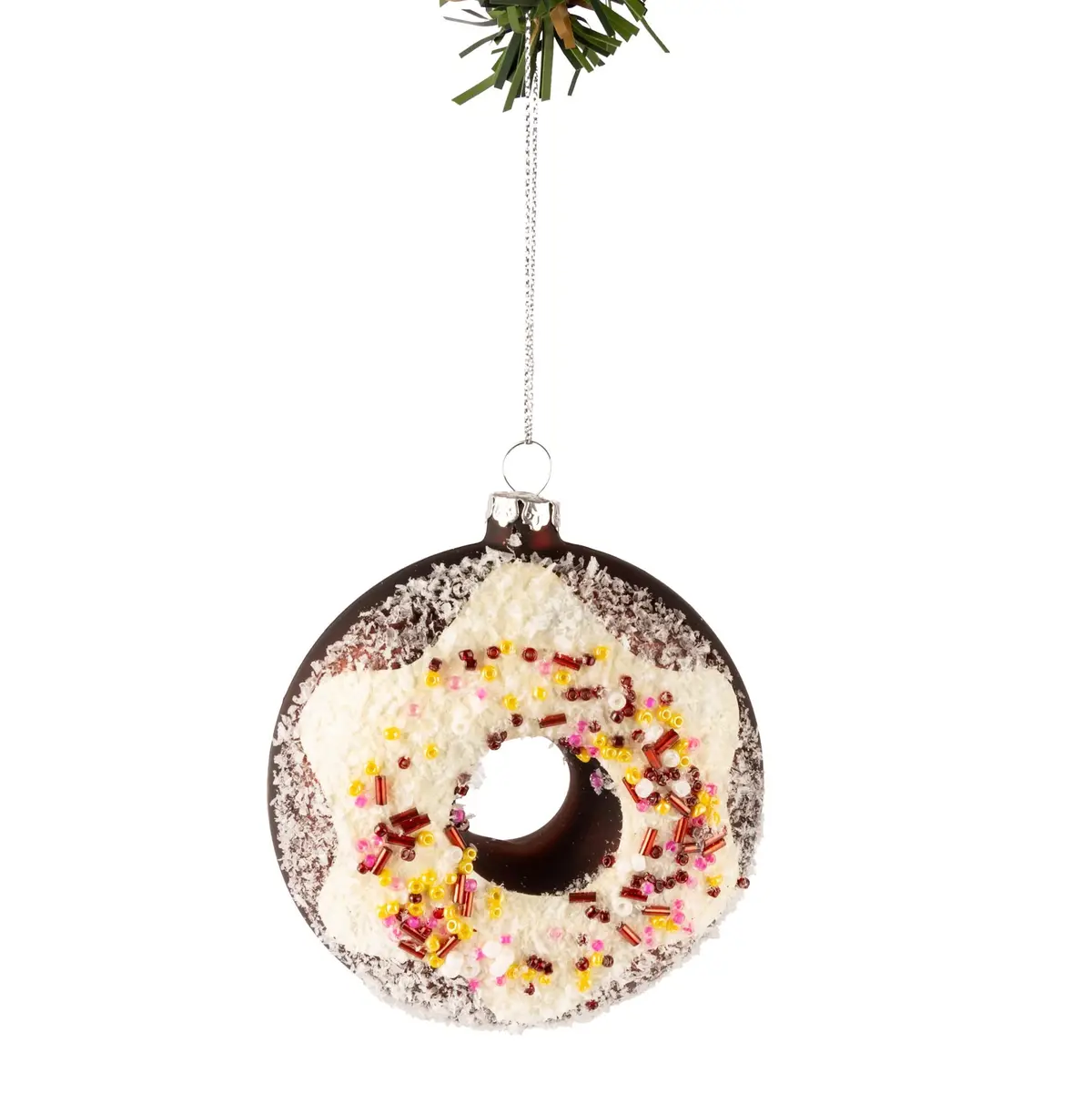 Nordic Light Kerstbal Donut Wit/Bruin 10 Cm 1