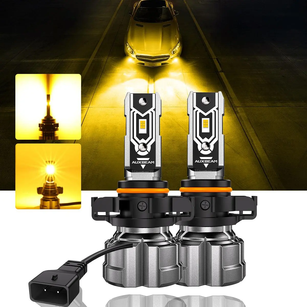 🆕5202 5202 5201 Ps24w H16eu Led Fog Light/Drl Bulbs 50W 10000Lm 3000K Amber Yellow Q5 Series | 2 Bulbs 1