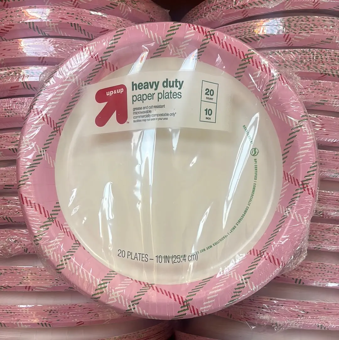 Case Pack 10In Paper Plate - 24 Packs Pink Plaid 1