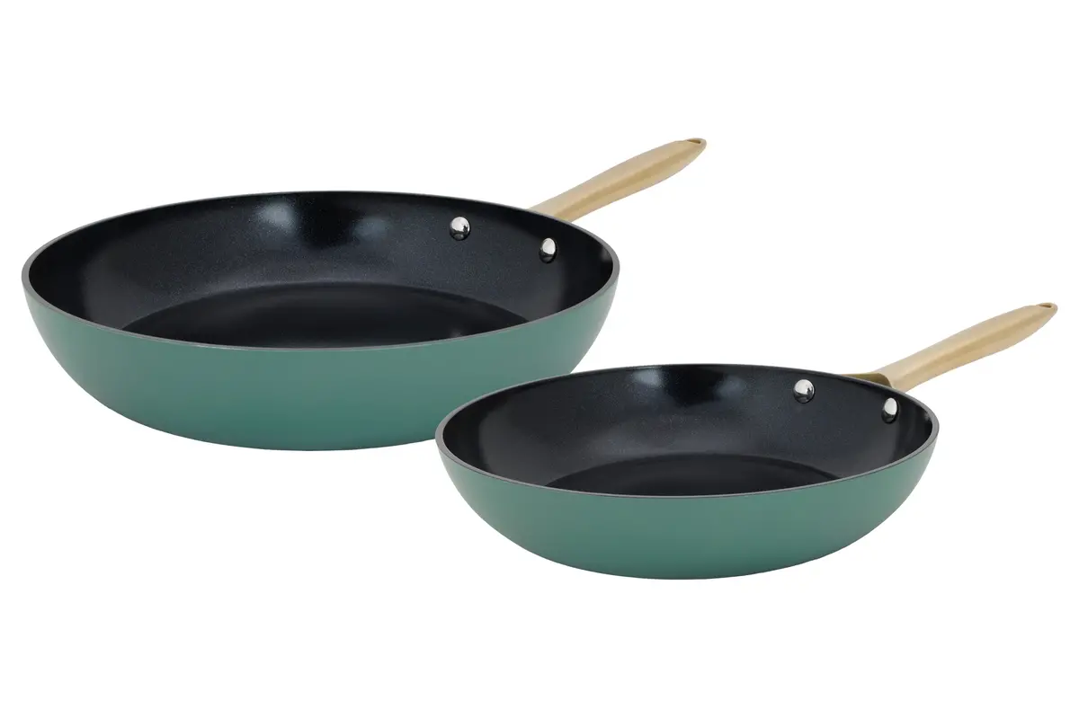 Cookinglife Koekenpannenset Style Groen 2-Delig Ø 24 & 28 Cm - Geschikt Voor Alle Warmtebronnen - Keramische Anti-Aanbaklaag 1