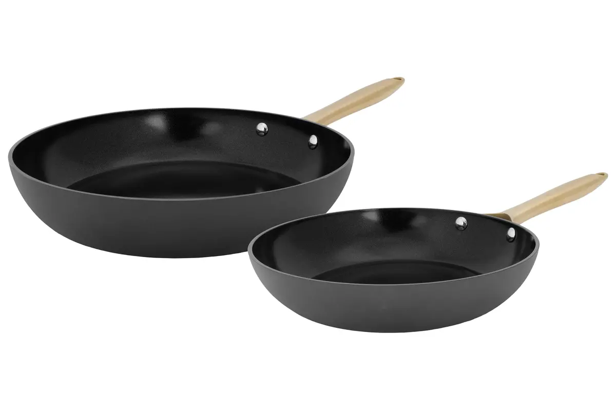 Cookinglife Koekenpannenset Style Zwart 2-Delig Ø 24 & 28 Cm - Geschikt Voor Alle Warmtebronnen - Keramische Anti-Aanbaklaag 1