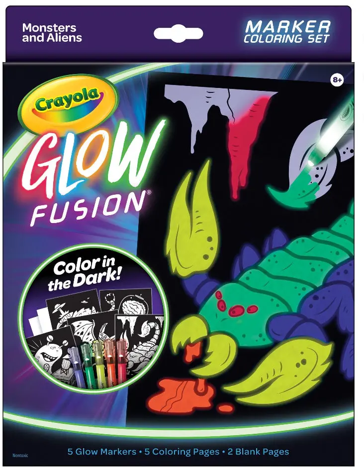 Crayola Glow In The Dark Coloring Set With Broadline Markers, Aliens & Monsters 1