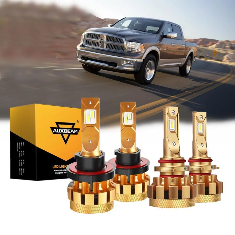 For 2010 Dodge Ram 1500(With 2 Headlamps) F-16 Plus Series Built-In Canbus Automotive Grade 14000Lm Led Light Bulbs High Low Beam Bundle 1