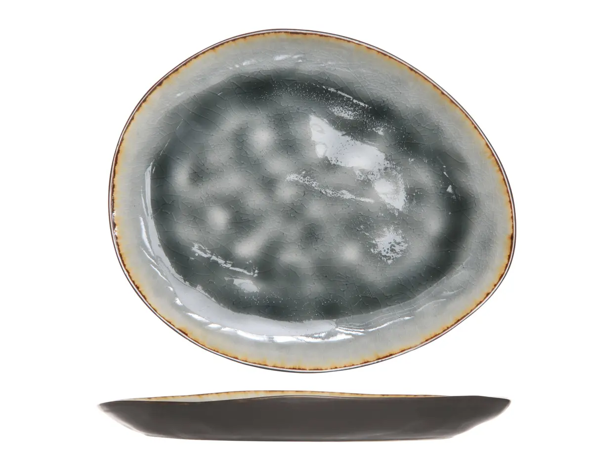 Cosy & Trendy Ontbijtborden / Dessertborden Organic - Laguna Blue Grey - 20 X 16 Cm - 4 Stuks 1