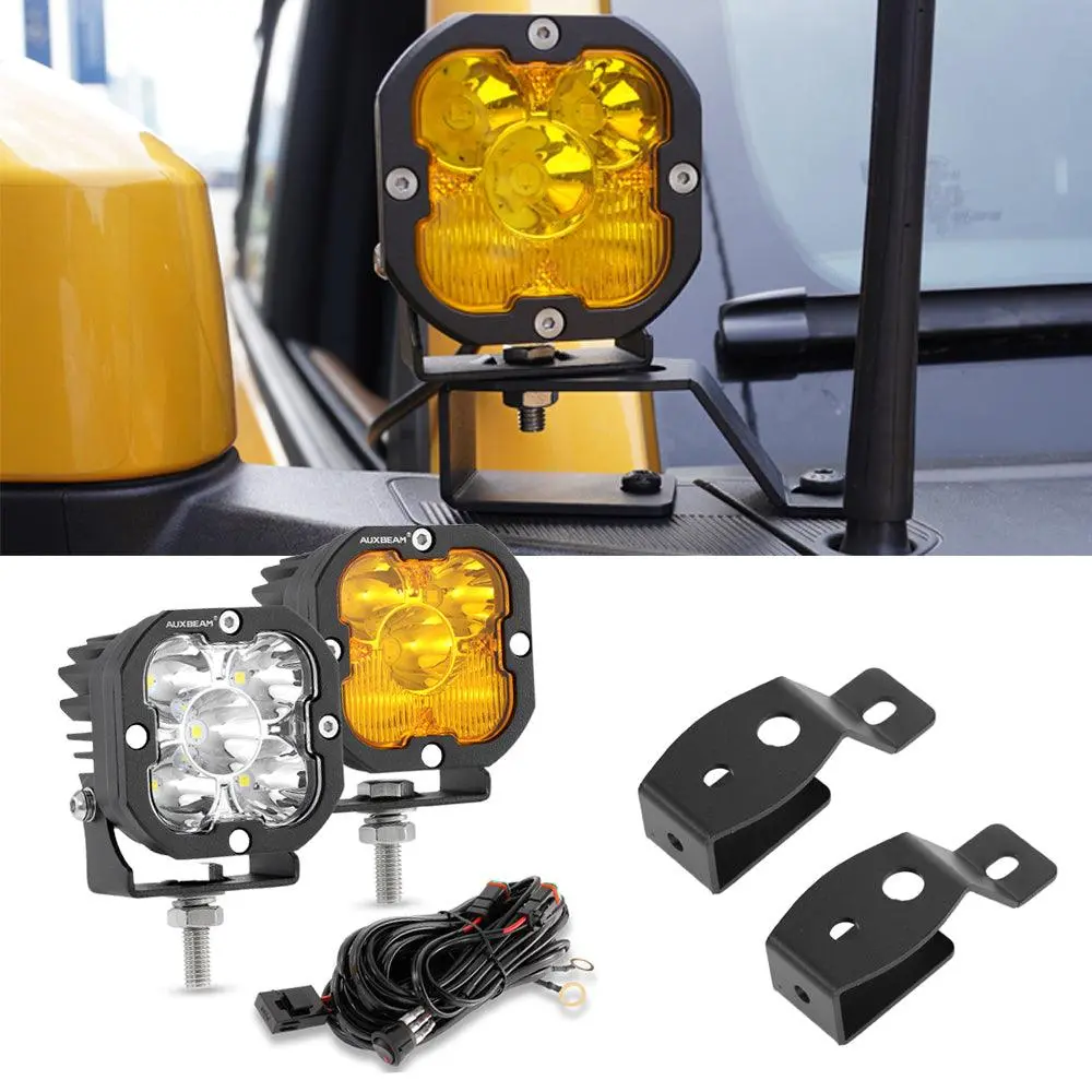 3 Inch 80W 9600Lm Led Pods Lights White&Yellow With A-Pillar Mounting Bracket For Ford Bronco 2/4 Door 2021 2022 1