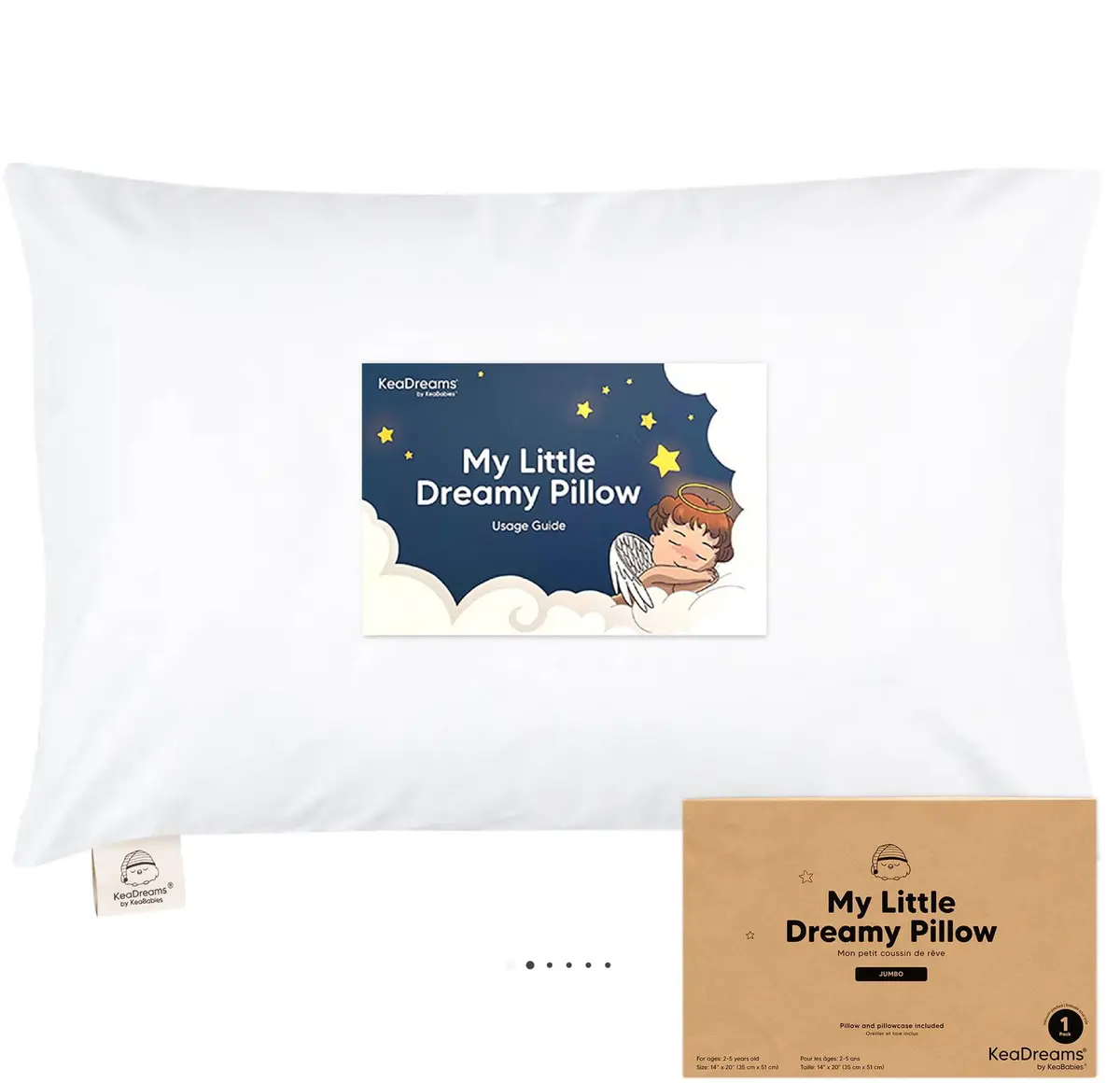 Jumbo Toddler Pillow With Pillowcase: 14X20 Soft Organic Toddler Pillows For Sleeping( Soft White) 1