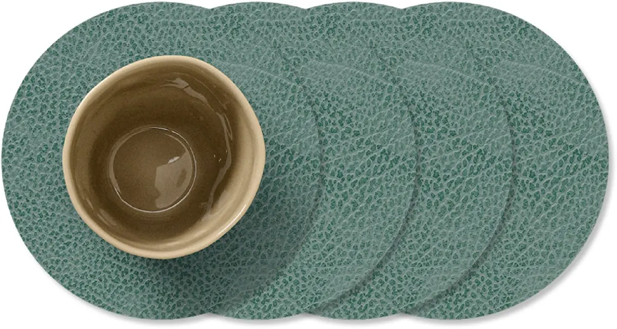Lind Dna Onderzetters Hippo - Leer - Pastel Green - Ø 10 Cm - 4 Stuks 1