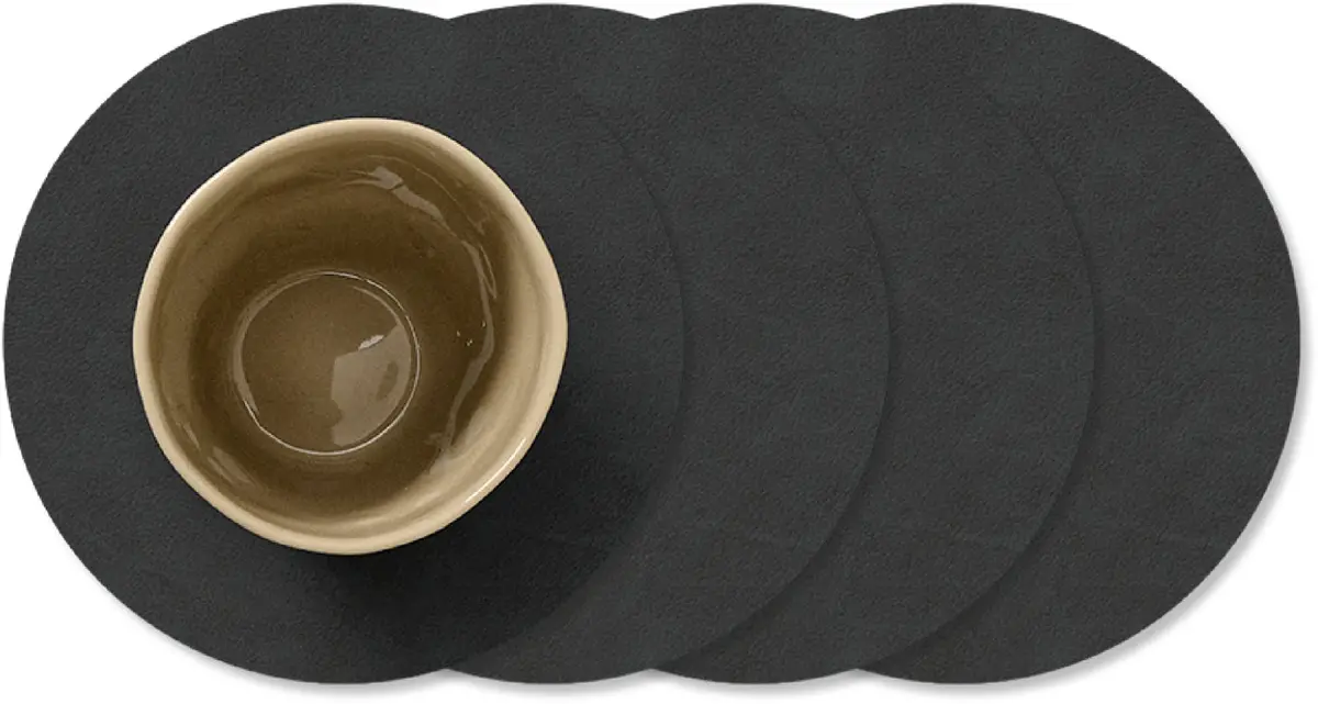 Lind Dna Onderzetters Nupo - Leer - Black - Ø 10 Cm - 4 Stuks 1