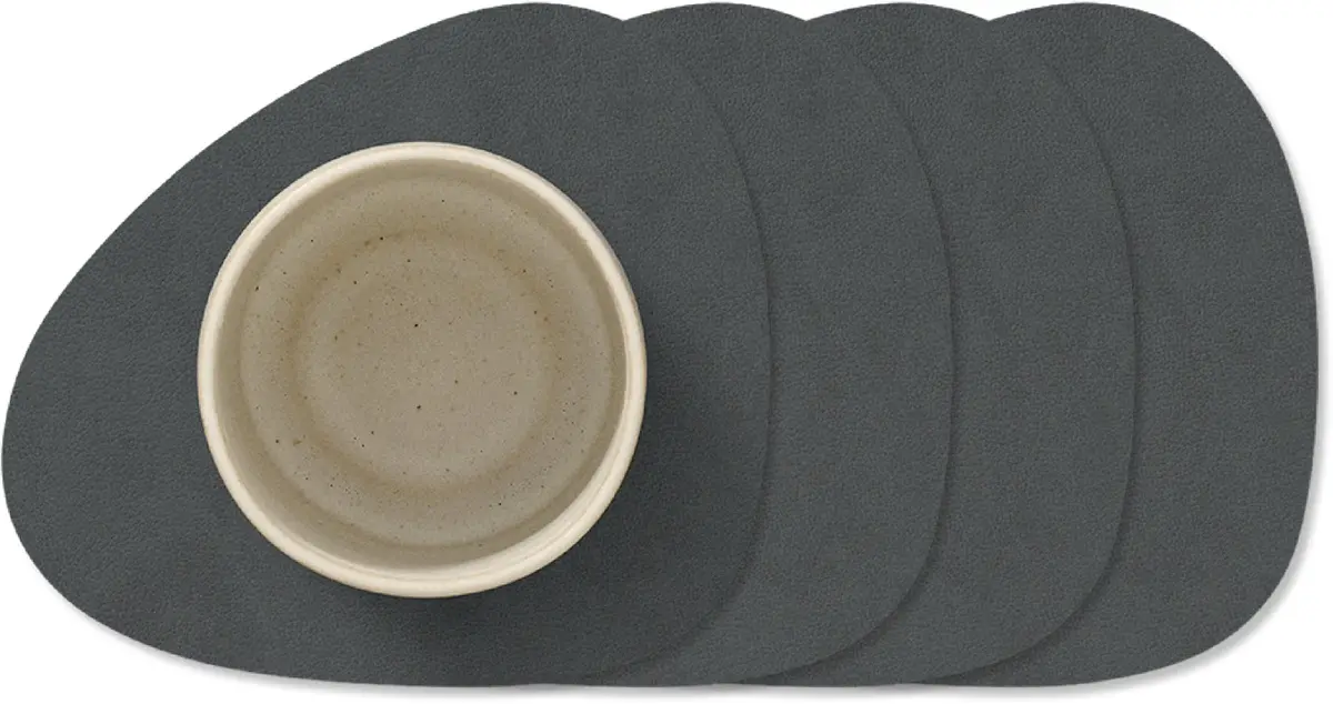 Lind Dna Onderzetters Nupo - Leer - Anthracite - 13 X 11 Cm - 4 Stuks 1