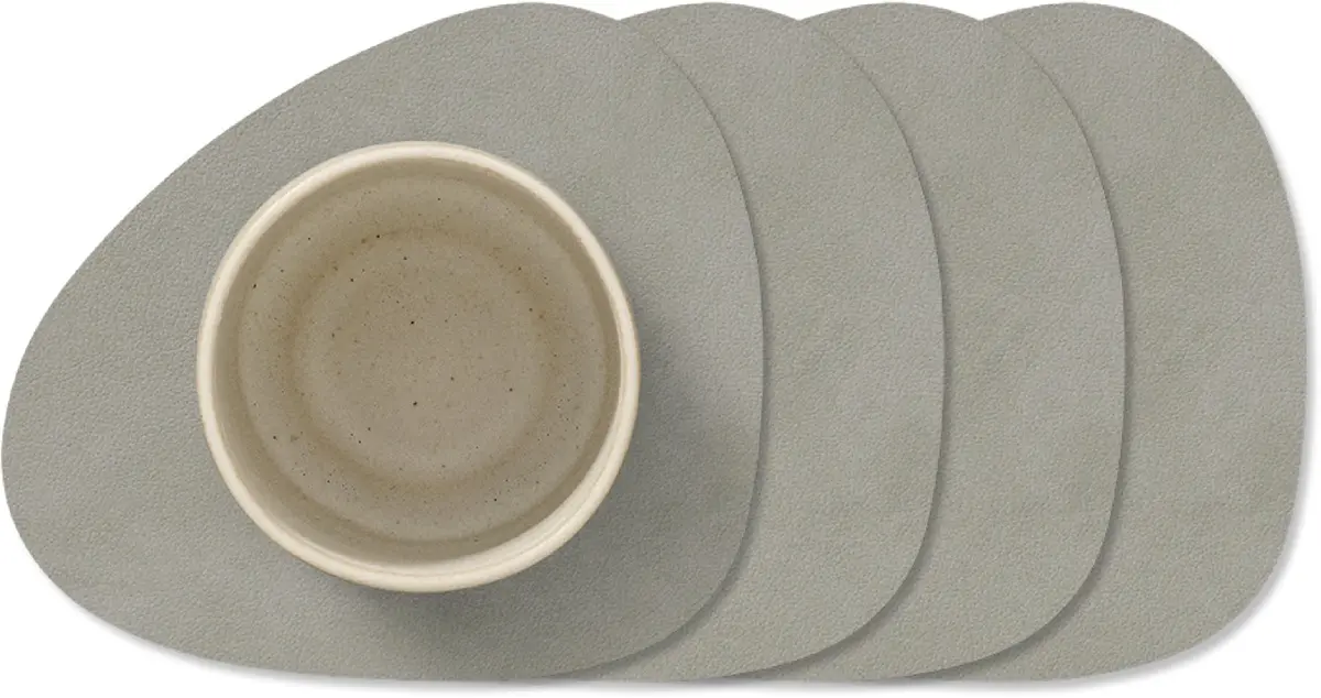 Lind Dna Onderzetters Nupo - Leer - Light Grey - 13 X 11 Cm - 4 Stuks 1